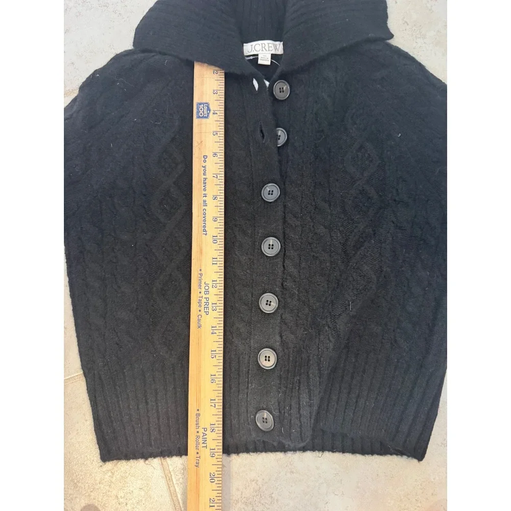 J. Crew NWT‎ Black Cable Knit Shawl Collar Cardigan Wool Sweater XS